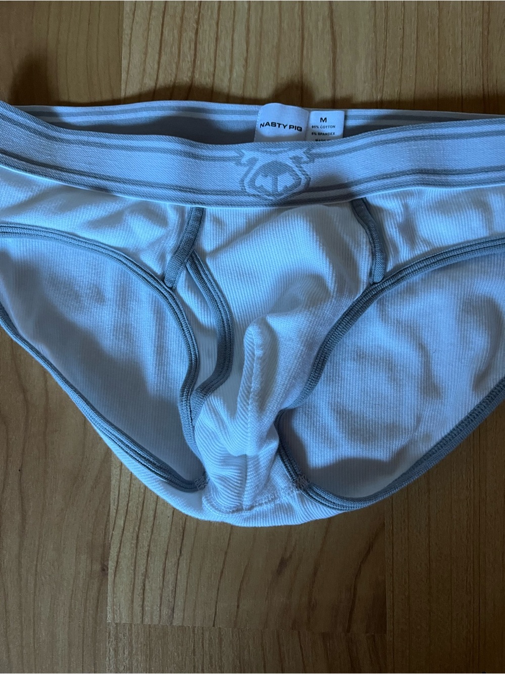 Nasty Pig White Ribbed Briefs with Gray Waistband